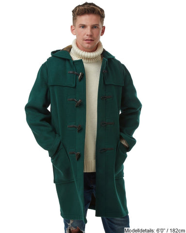 Originaler und authentischer Dufflecoat in klassischer Passform für Herren mit Hornknebeln – British Racing Green