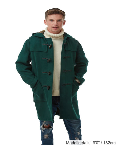 Originaler und authentischer Dufflecoat in klassischer Passform für Herren mit Hornknebeln – British Racing Green