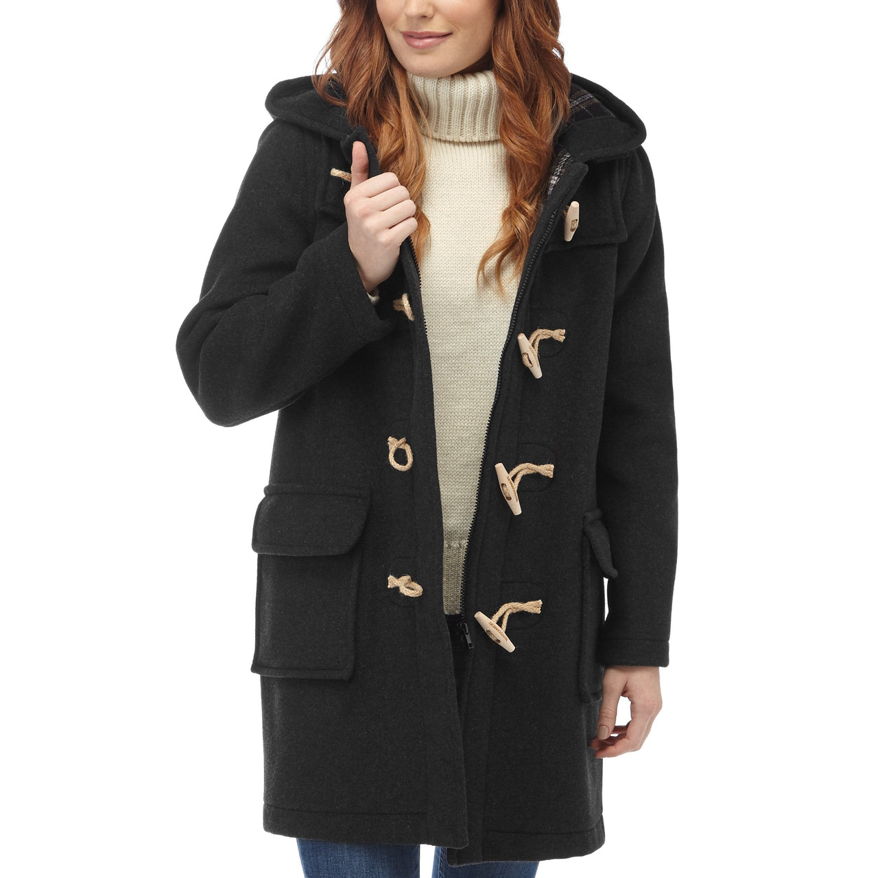 Damen Classic Fit Dufflecoat mit Büffelhorn Knebel, Original Montgomery